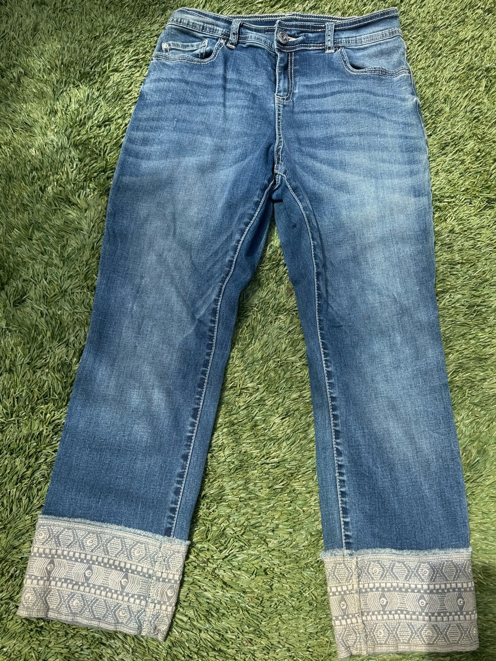 Embroidered-Cuff Ankle INC Jeans